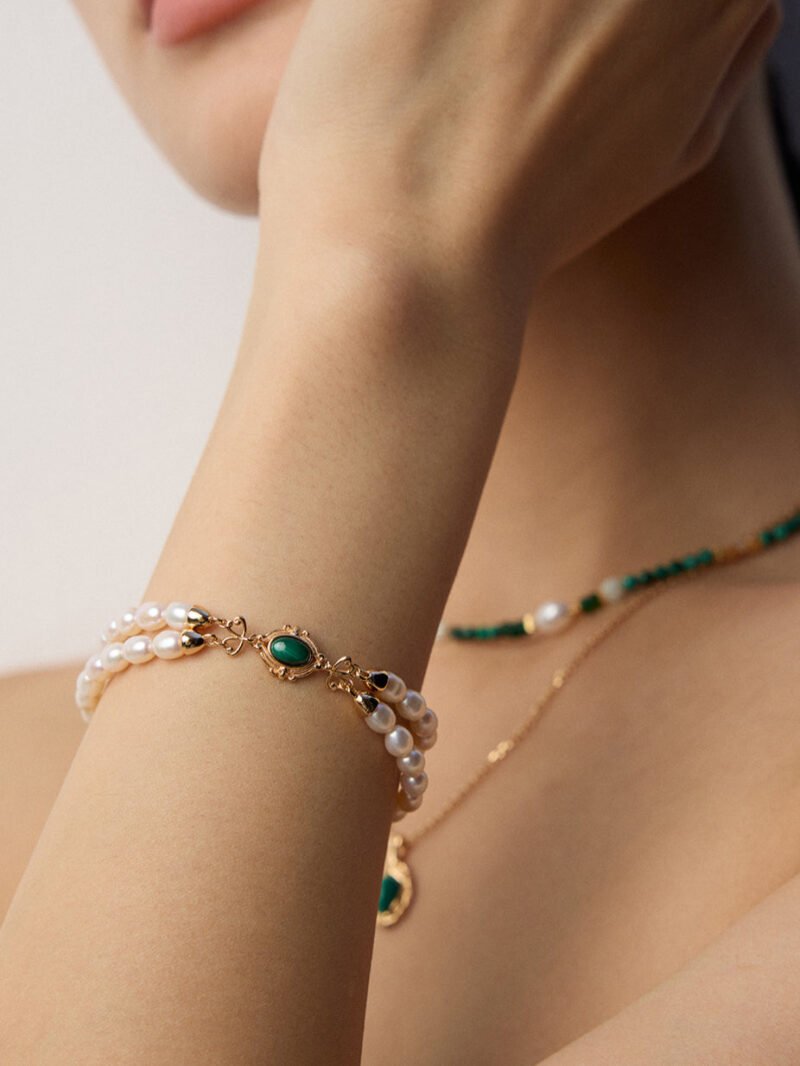 Natural Pearl Malachite Bracelet