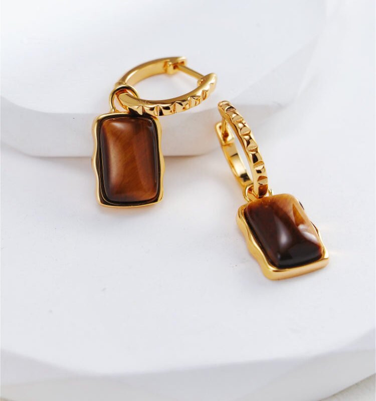 Vintage Gold Tiger's Eye Earrings