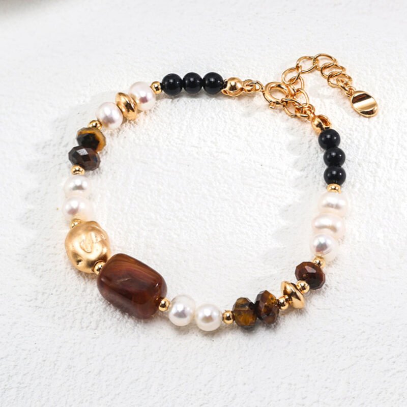 Tiger’s Eye Black Onyx Pearl Bracelet